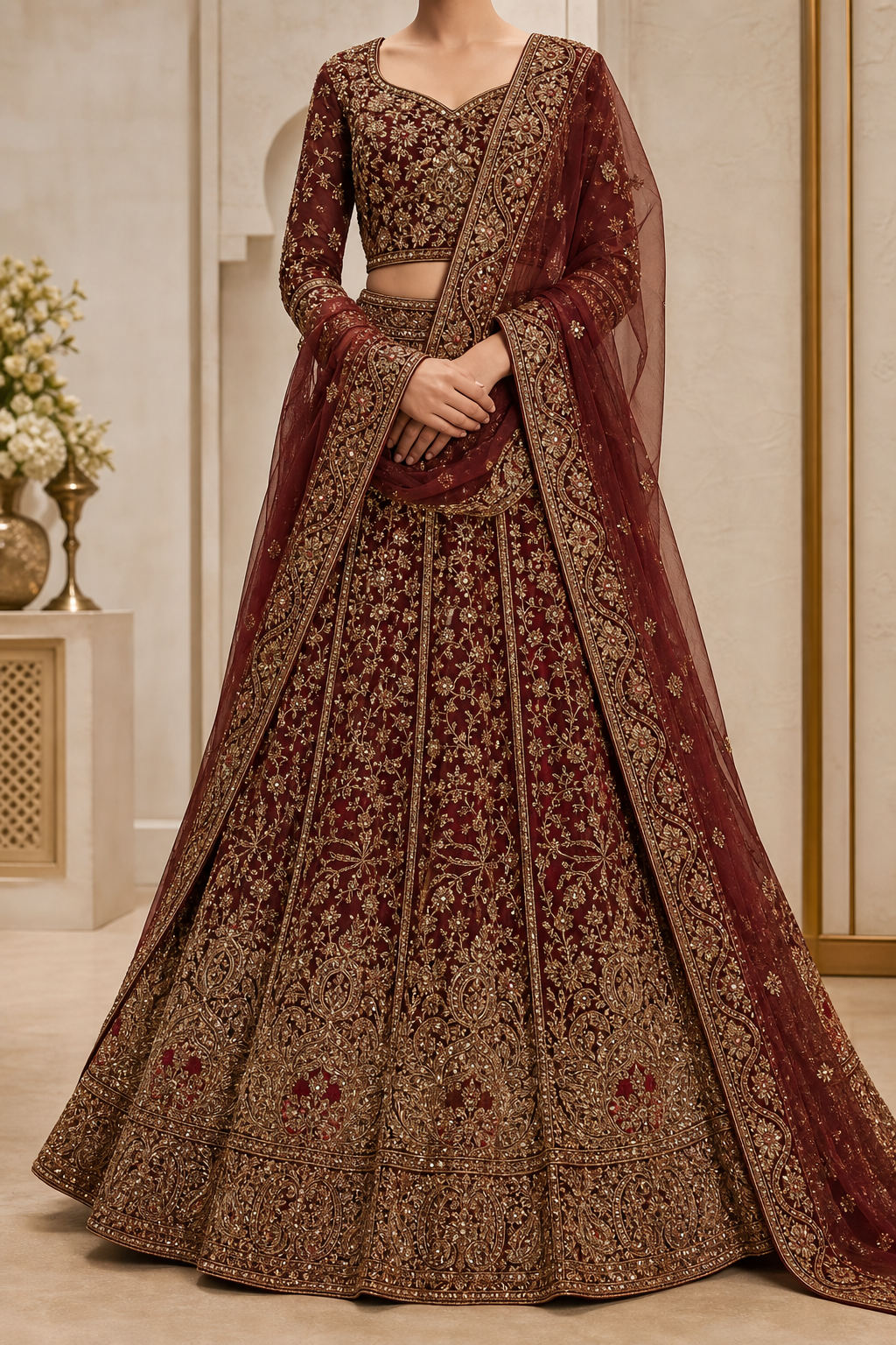 Premium Mangal Kanya lehenga on display